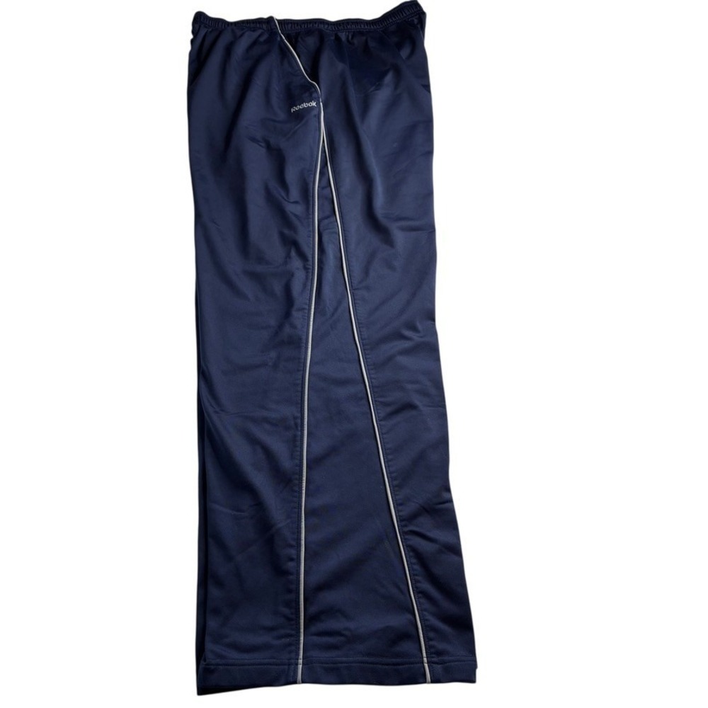 Reebok Men's Track‎ Pants Size XL Blue W/ Stripe Lined Windbreaker Elastic Waist